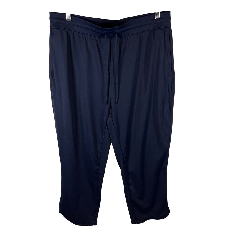 Halara Women XL Navy Blue High Waisted Cropped Joggers‎ Drawstring Pockets NEW